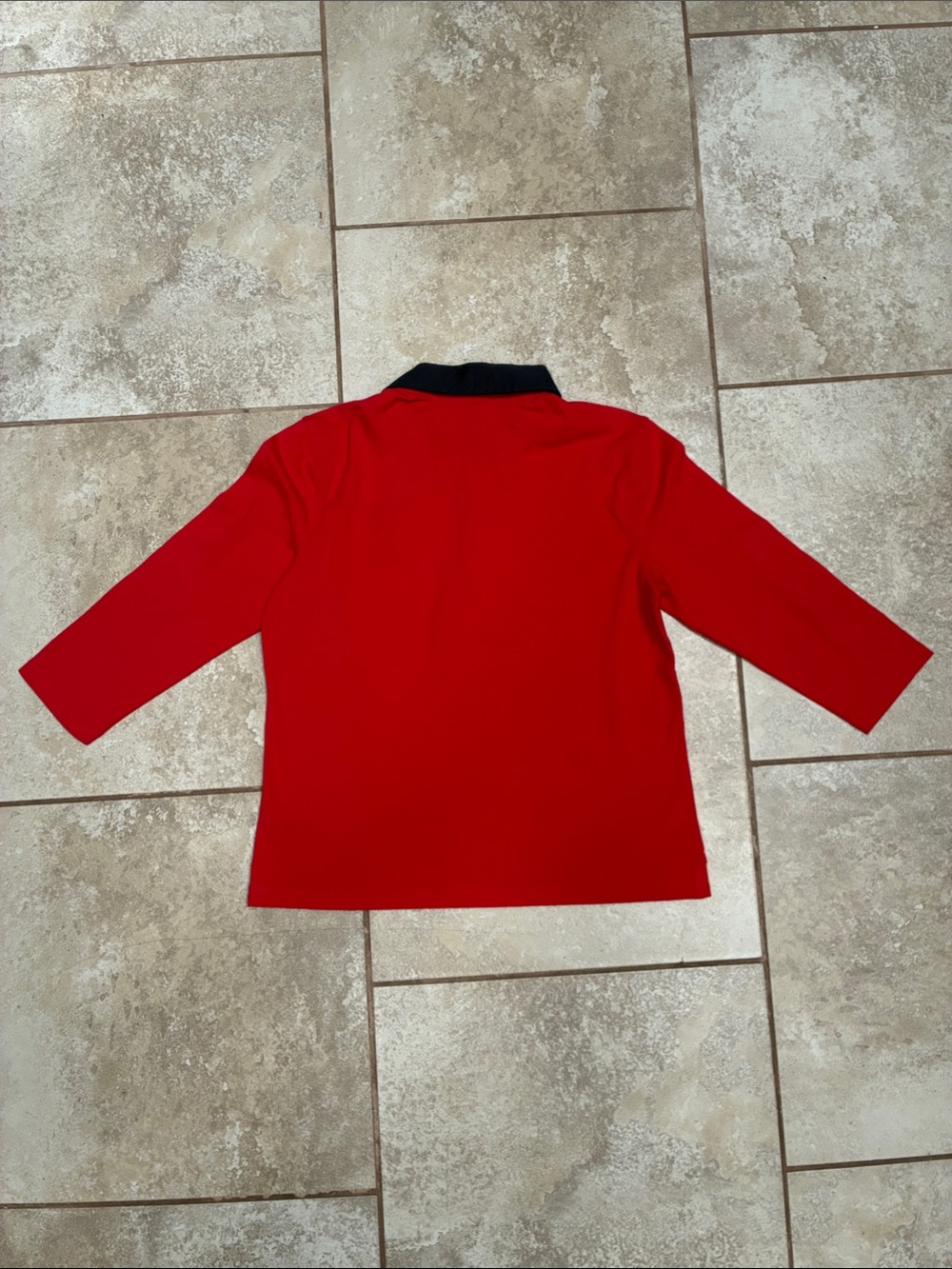 Lauren Ralph Lauren Red Polo Button-Down with Black Collar and Crest - Picture 7 of 7